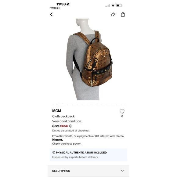 MCM Visetos Dual Stark Backpack convertible crossbody bag studded gold black main image 15